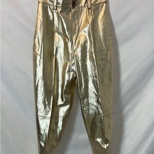 Gold Metallic Faux Leather Pants